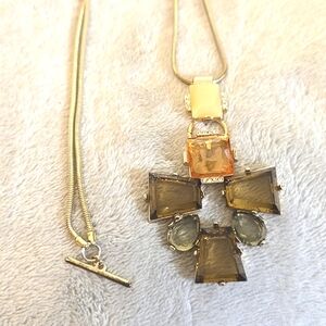 #259 GOLD TONE Multicolored  Crystal Necklace